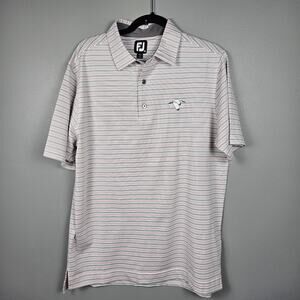 FootJoy Mens M Golf Polo Performance Stretch Short Sleeve Striped Pink Gray
